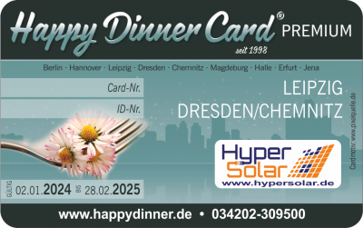 Happy Dinner Card PREMIUM Leipzig/Dresden/Chemnitz 2024/2025